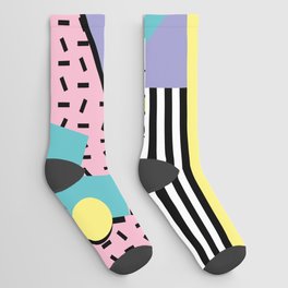 Memphis Pattern 27 - 80s - 90s Retro / 1st year anniversary design Socks