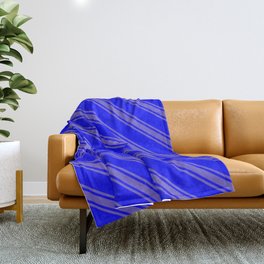 [ Thumbnail: Blue and Slate Blue Colored Striped/Lined Pattern Throw Blanket ]