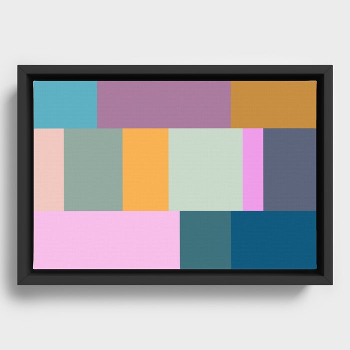 Playful Colorful Shapes 21  Framed Canvas