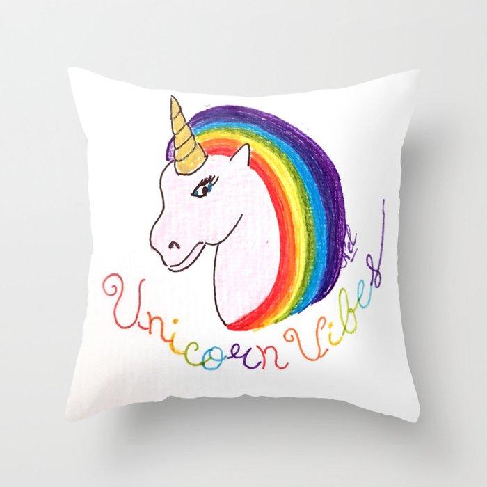 Unicorn Vibes Throw Pillow By Auxcrayonsdenel Society6