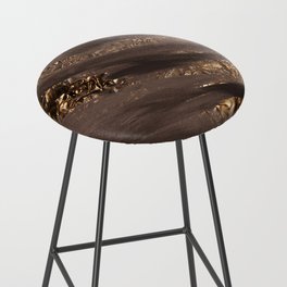 Brown Paint Brushstrokes Gold Foil Abstract Texture Bar Stool