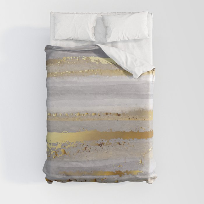 Luxury grey watercolor and gold texture Duvet Cover