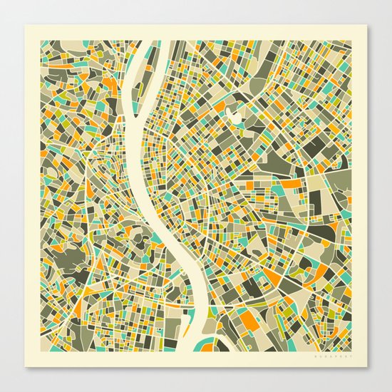 BUDAPEST MAP Canvas Print