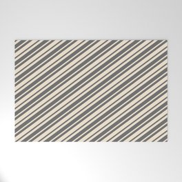 [ Thumbnail: Beige and Dim Gray Colored Lines/Stripes Pattern Welcome Mat ]