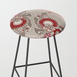 Paisley Ornament Beige and Red Bar Stool