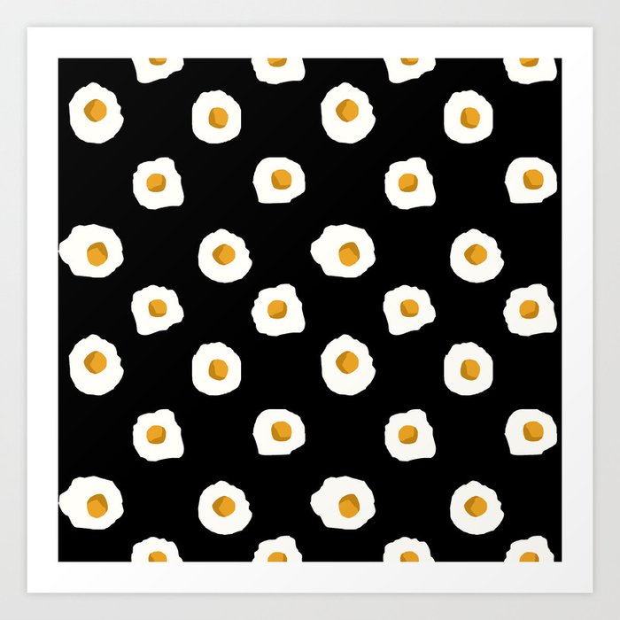 eggs breakfast food fight apparel and gifts black Art Print