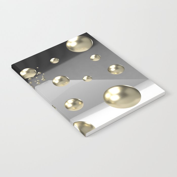 Abstract 3d balck and gold design Notebook