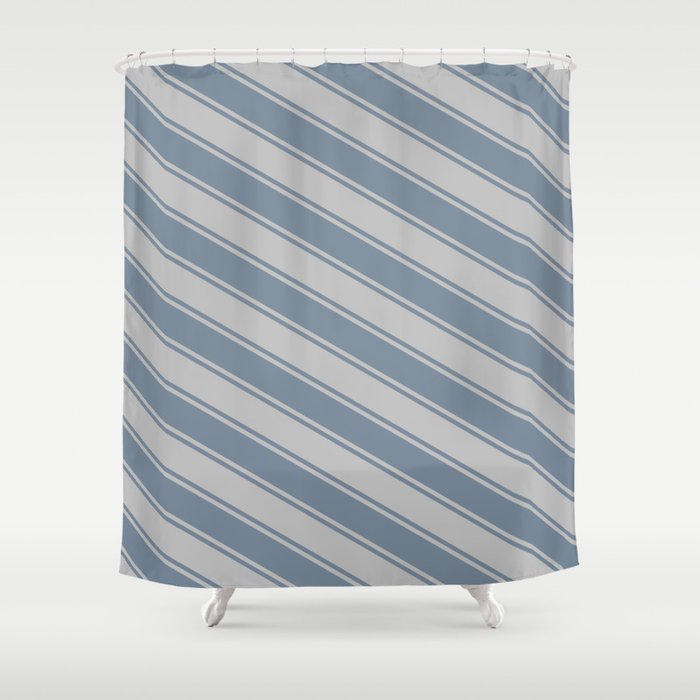 Light Slate Gray & Grey Colored Lines Pattern Shower Curtain