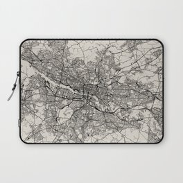 Glasgow, Scotland. City Map Drawing - Black and White Laptop Sleeve