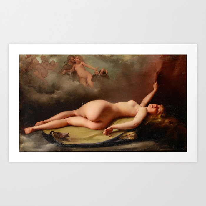 Reclining nude (1879) Luis Ricardo Falero  Art Print