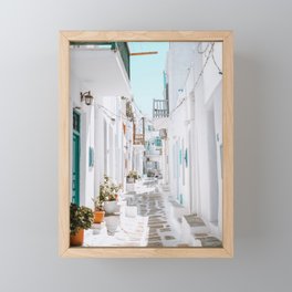 Street in Mykonos, Greece Framed Mini Art Print