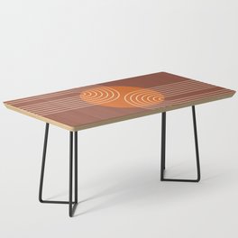 Mid Century Modern Geometric 182 in Terracotta Orange Beige Coffee Table