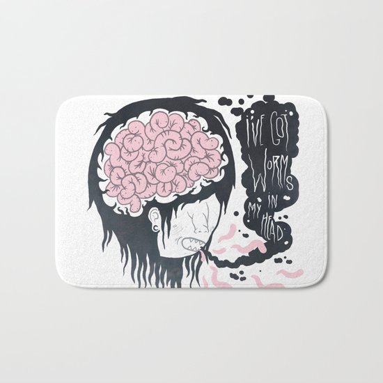 ive got worms in my head Bath Mat