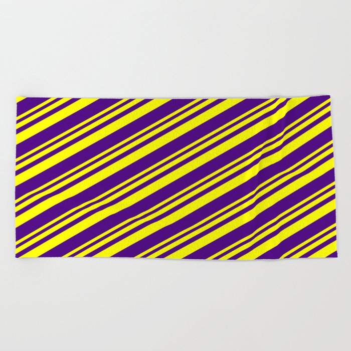Yellow and Indigo Colored Lines/Stripes Pattern Beach Towel