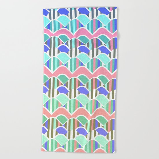 Colorful waves- upside down Beach Towel