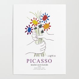 Picasso Exhibition - Mains Aus Fleurs (Hands with Flowers) 1958 Artwork Poster