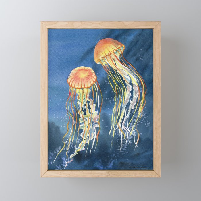 Dancing of Jellyfish Framed Mini Art Print