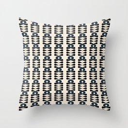 Navy mid century 50s retro flower pattern Throw Pillow
