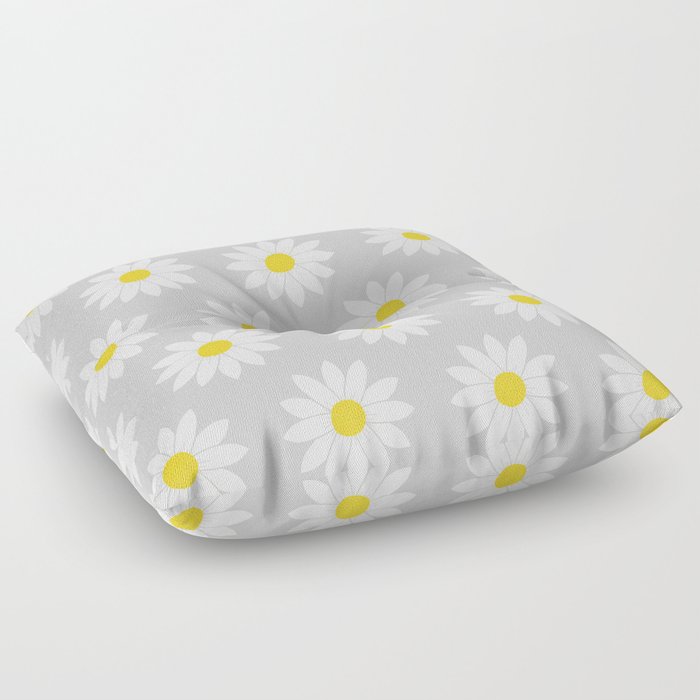 Daisies in Gray Floor Pillow