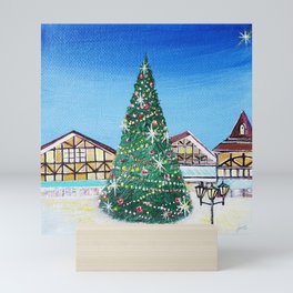 Christmas Tree in a joyful Village Mini Art Print