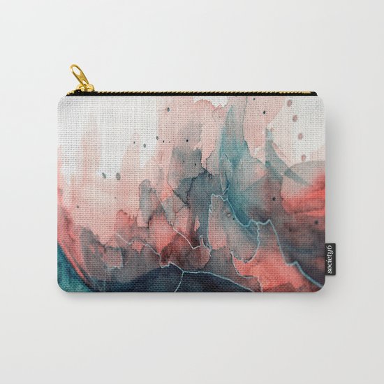 Watercolor dark green & red, abstract texture Carry-All Pouch