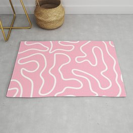 Squiggle Maze Minimalist Abstract Pattern in Bubblegum Pink Area & Throw Rug