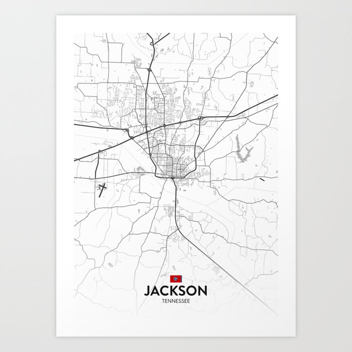 Jackson, Tennessee, United States - Light City Map Art Print