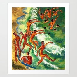 Men Swimming Cote d-Azur, France Circa 1920 landscape painting Art Print