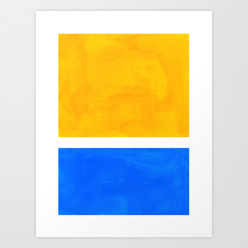 Primary Yellow Cerulean Blue Mid Century Modern Abstract
