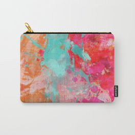 Paint Splatter Turquoise Orange And Pink Carry-All Pouch