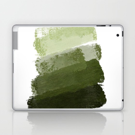 Abstract Brush Strokes in Shades of Green Laptop & iPad Skin