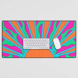 groovy retro neon sunset Desk Mat