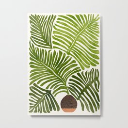 Summer Fern Simple Modern Watercolor Metal Print | Green, Boho, Plant, Fronds, Contemporary, Modern, Leaf, Summer, Greenery, Abstract 