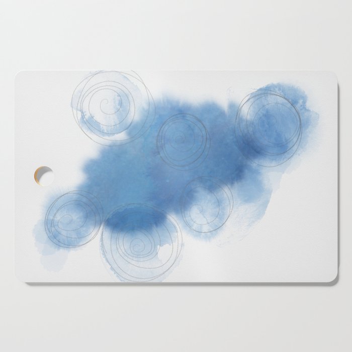Mazamemi - Modern Minimal Abstract Painting - Blue and White Cutting Board