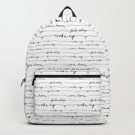 Every morning I am awake. Backpack | Typepattern, Graphicdesign, Ink, Stripes, Comehome, Type, Drip, Cursive, Lines, Gotowork 