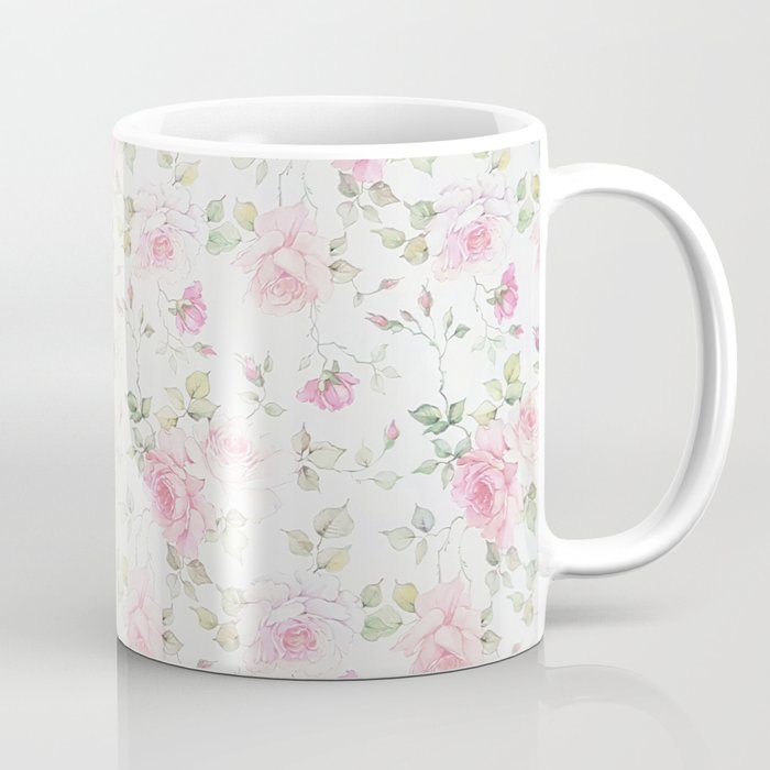 Elegant blush pink white vintage rose floral Coffee Mug