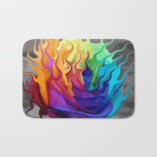 colorful flaming flower Bath Mat