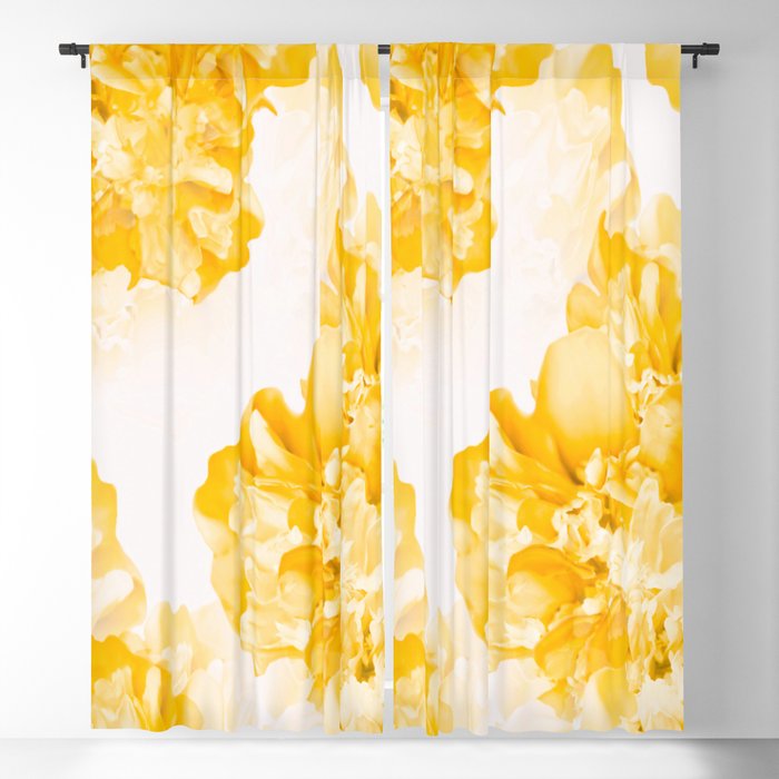 Beautiful Peony Flowers White Background Blackout Curtain By