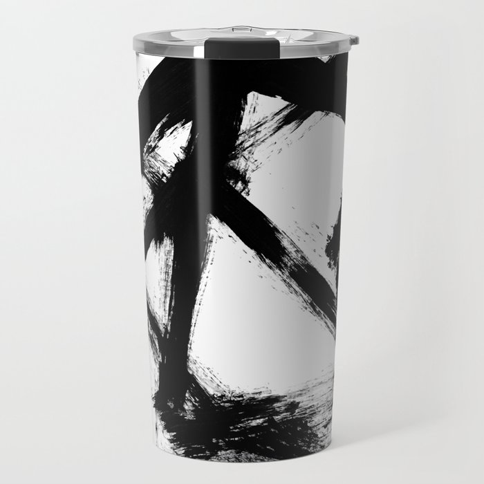 Brushstroke 5 - a simple black and white ink design Travel Mug