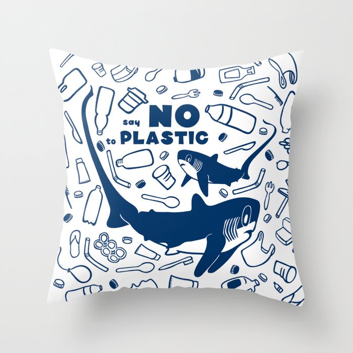 Say No to Plastic- Alopias Throw Pillow