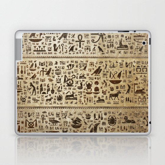 Ancient Egyptian hieroglyphs - Vintage and gold Laptop & iPad Skin