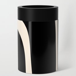 Tiki Minimalist Mid-Century Modern Abstract Pattern Black and Almond Cream Can Cooler