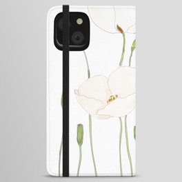 white poppy watercolor  iPhone Wallet Case