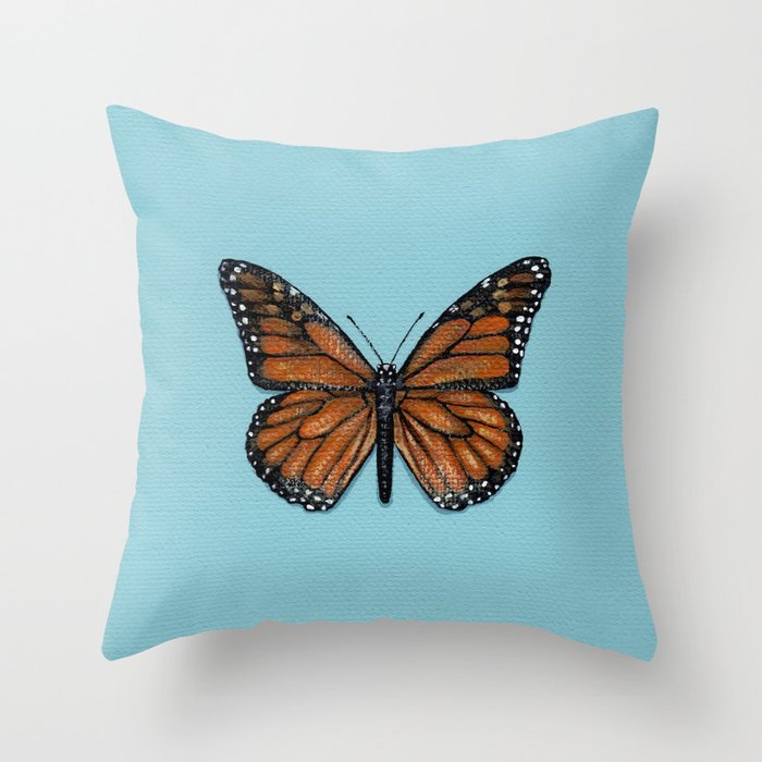 Monarch Butterfly Painting Throw Pillow