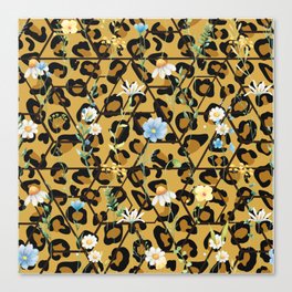 Leopard Print Geometric Wildflowers Canvas Print