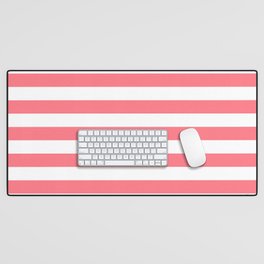 Strawberry Pink Sorbet Ice Cream Beach Hut Stripes Desk Mat