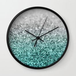 Silver Teal Ocean Glitter Glam #1 (Faux Glitter) #shiny #decor #art #society6 Wall Clock | Trendy, Girlsroom, Abstract, Digital, Mermaid Glitter, Teal, Mermaid Style, Silver, Bokeh Glam, For Girls 