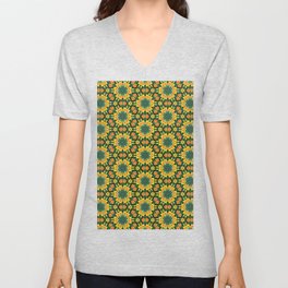 Sunflower Pattern V Neck T Shirt