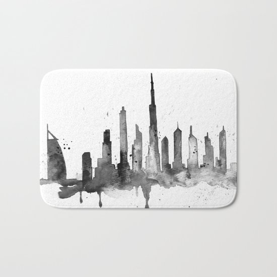 Dubai, black and white art Bath Mat