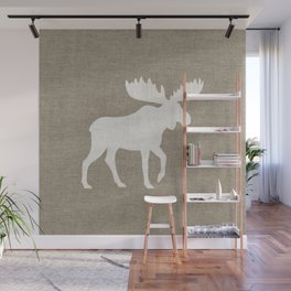 White Moose Silhouette Wall Mural